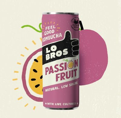 Kombucha Tea with live cultures in Passion Fruit.