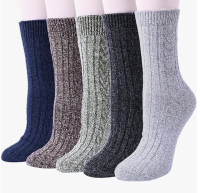 A1T™ 5 Pairs Womens Wool Thermal, Soft Cotton Thick Socks
