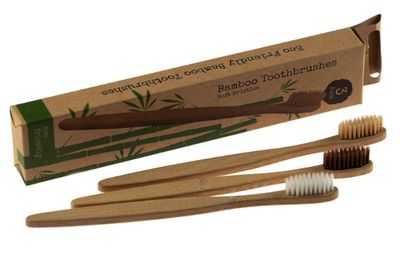 Eco-Friendly Bamboo Toothbrushes x3