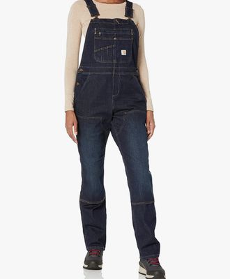 Woman's Denim Double Front Bib Overalls Work Utility Coveralls