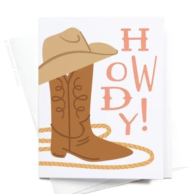 Howdy! Cowgirl Boot Greeting Card