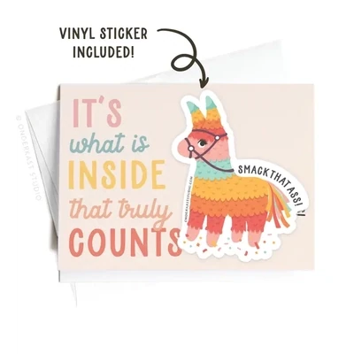 It's What Is Inside Piñata Sticker Greeting Card