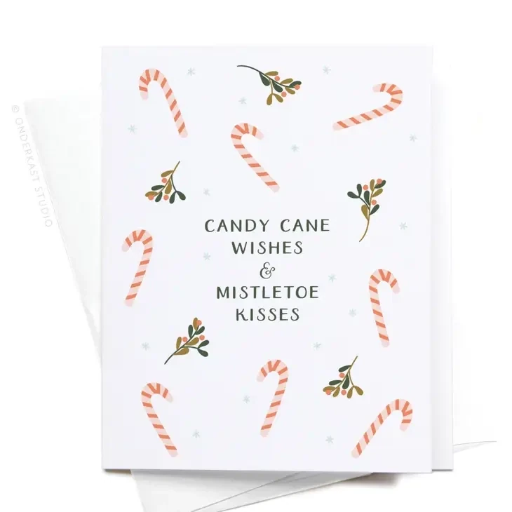 Candy Cane Wishes &amp; Mistletoe Kisses Greeting Card