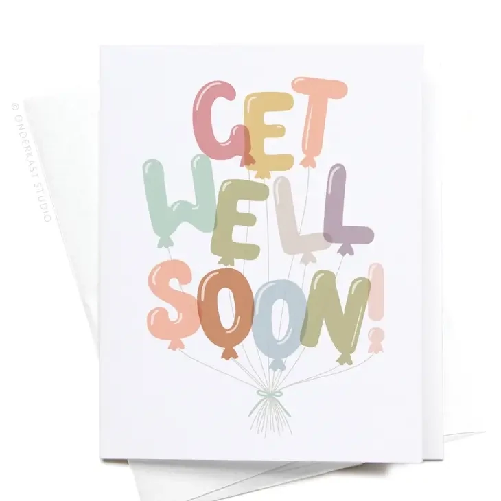 Get Well Soon Balloons Greeting Card