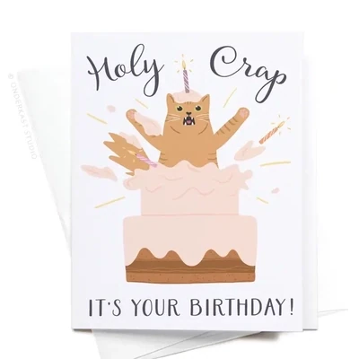Holy Crap It&#39;s Your Birthday Cat Greeting Card