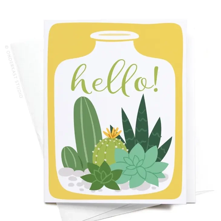Hello! Succulent Terrarium Greeting Card