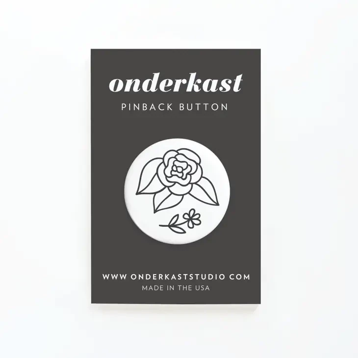 Black Flowers Pinback Button
