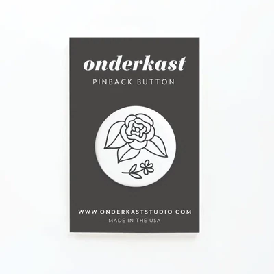 Black Flowers Pinback Button