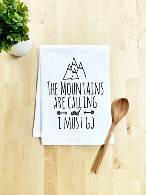 Dish Towel, White, The Mountains Are Calling