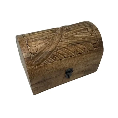 Wind Swept Half Round Hand-Carved Wood Covered Chest