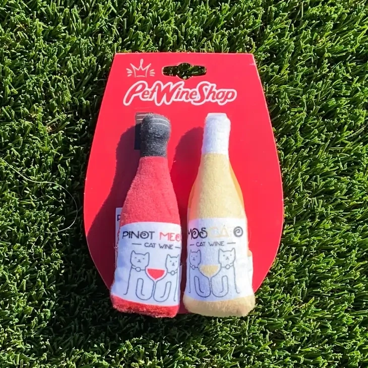 Pinot Meow + MosCATo Catnip Plush Pawty Cat Wines