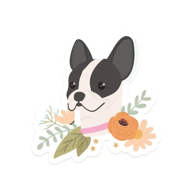 French Bulldog Floral Sticker
