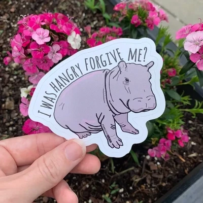 I Was Hangry Forgive Me? Hippo Sticker