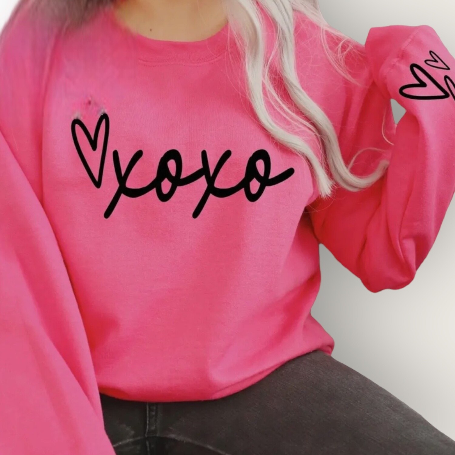 XOXO Hot Pink Crew Neck Sweatshirt