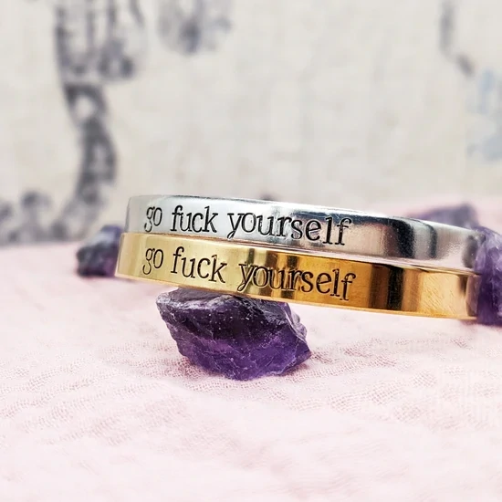 Go Fuck Yourself Cuff, Material: Gold