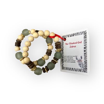 Aqua and Natural Handmade Bracelet