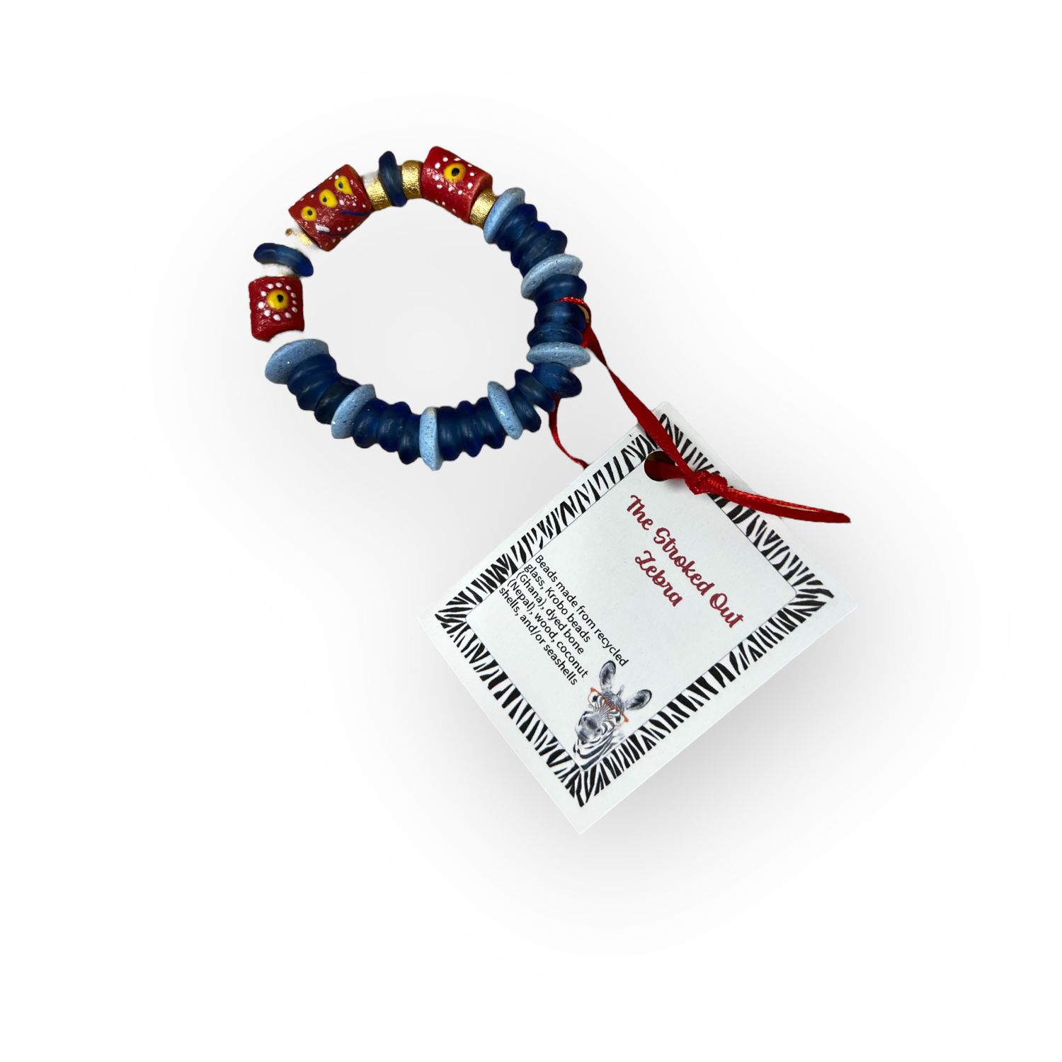 Blue and Lt. Blue Handmade Krobo Bracelet