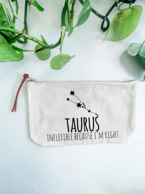 Taurus Canvas Zodiac Zipper Pouch