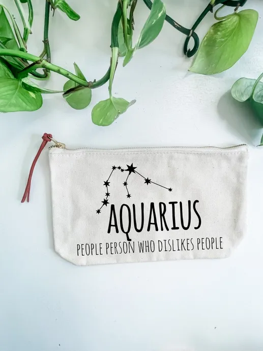 Aquarius Canvas Zodiac Zipper Pouch