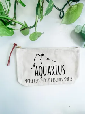 Aquarius Canvas Zodiac Zipper Pouch