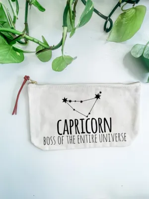 Capricorn Canvas Zodiac Zipper Pouch