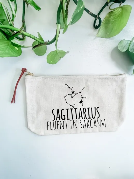 Sagittarius Canvas Zodiac Zipper Pouch