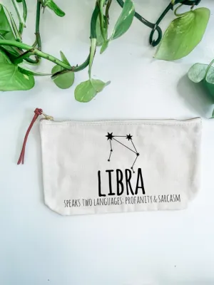 Libra Canvas Zodiac Zipper Pouch