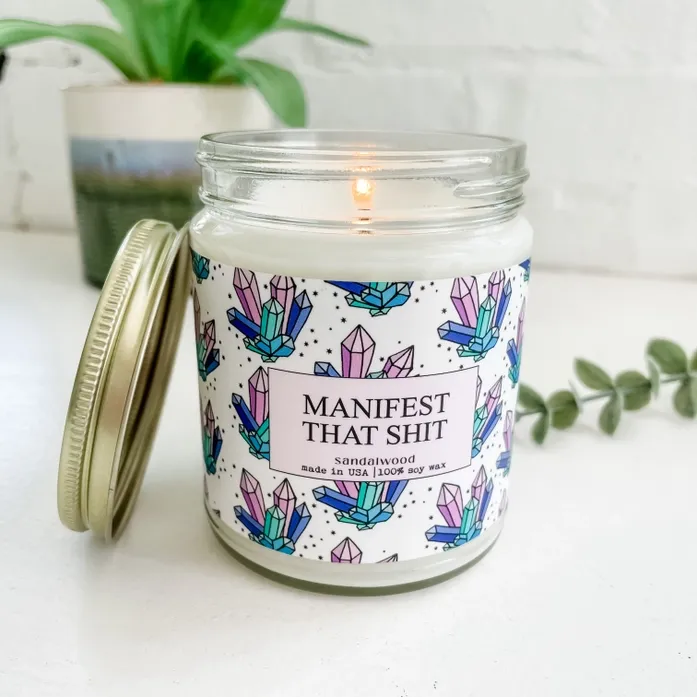 Manifest that Shit Candle, Sandalwood, 9 oz