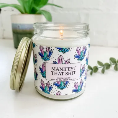 Manifest that Shit Candle, Sandalwood, 9 oz