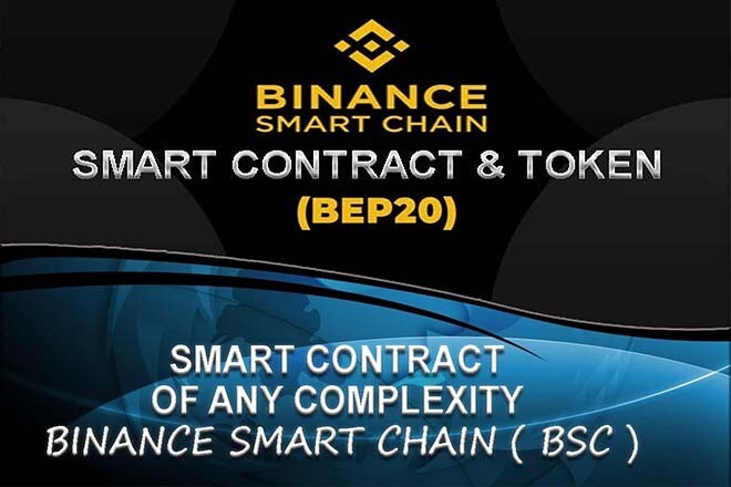 Smart contract and token standard BEP 20, BSC, classic options.