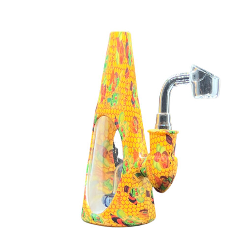 Silicone Water Pipe With Glass Base - 6.3 Inches