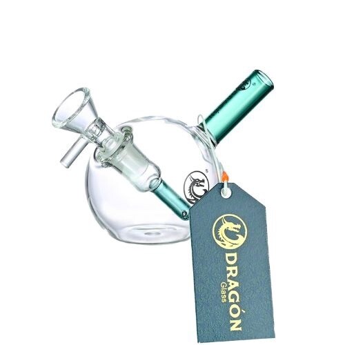 Dragon Glass Mini Water Pipe With Globe Body &amp; Inclined Neck - Assorted Colors