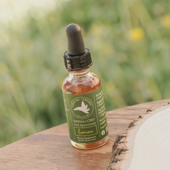 Carolina Cannabis Creations Full Spectrum 1000mg Tinctures Flavored, Flavor: Lemon