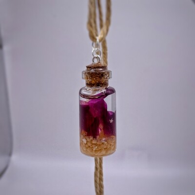 Japanese Star Sand and Rose Petal Necklace