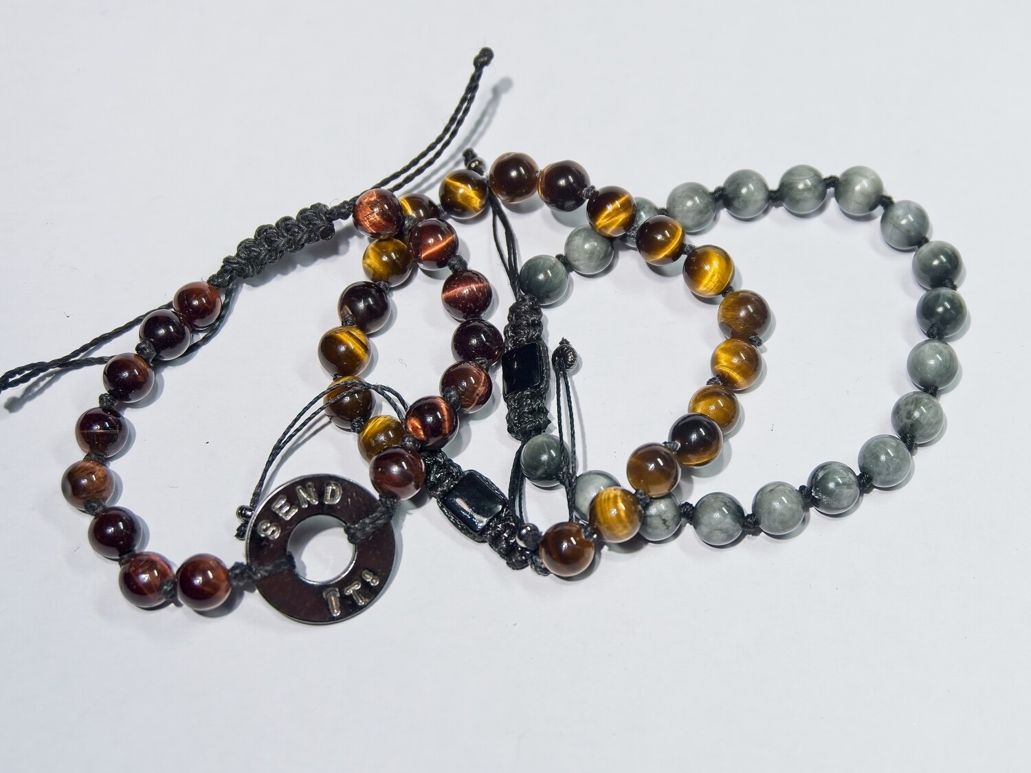 Hand knotted Tigers, Eagles & Red Tigers Eye Bracelets
