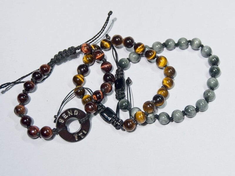 Hand knotted Tigers, Eagles &amp; Red Tigers Eye Bracelets