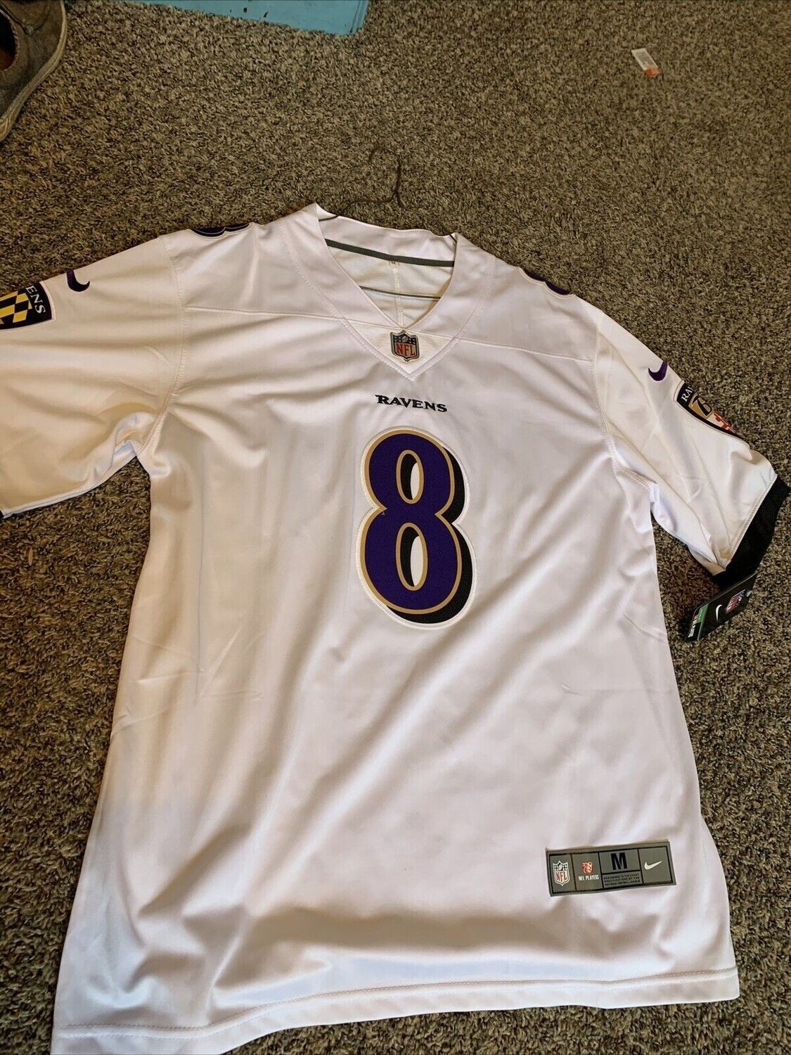 Ravens M Lamar Jackson White Jersey
