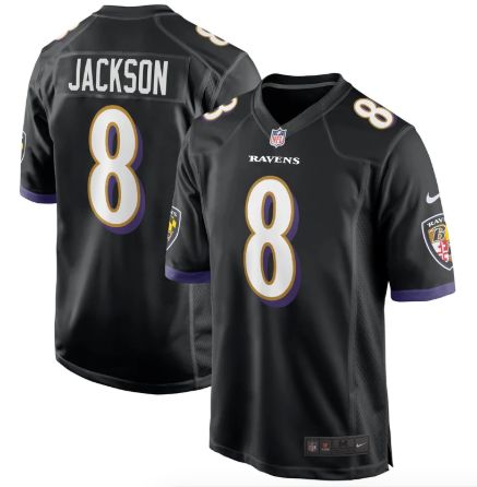 Ravens Black S-XL Lamar Jackson Jersey