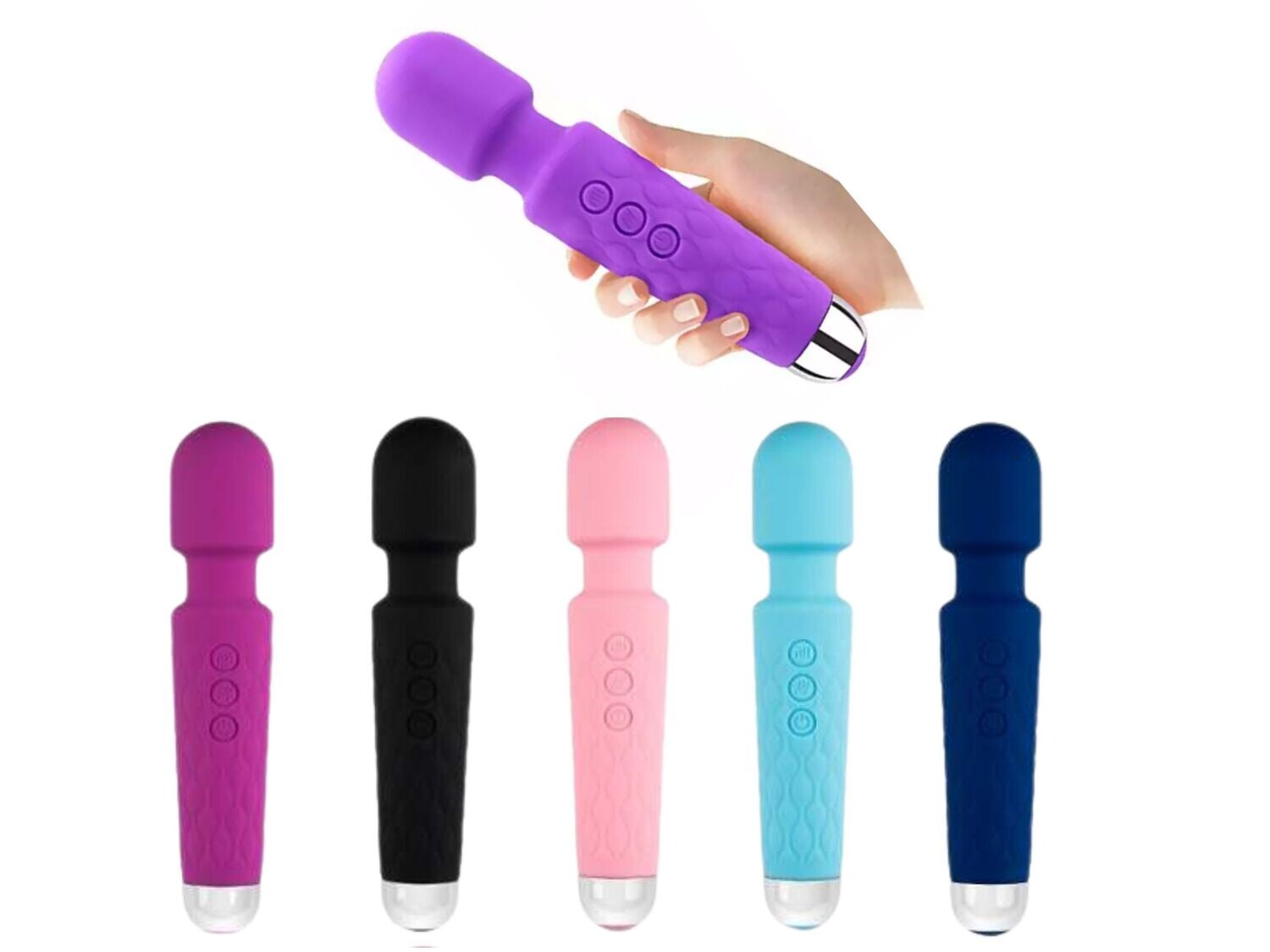 Rechargeable Personal Massager - Quiet &amp; Waterproof - 20 Patterns &amp; 8 Speeds - Travel Bag Included