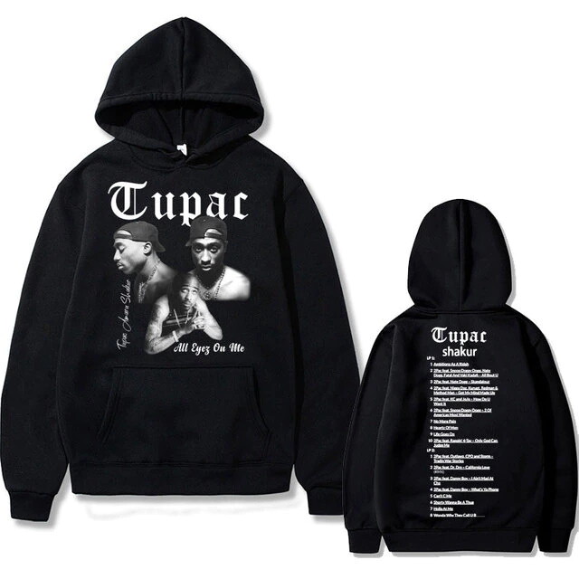 Felpa Tupac 2Pac con cappuccio Nero Bianco Avorio Grigio Viola Blu Rosso