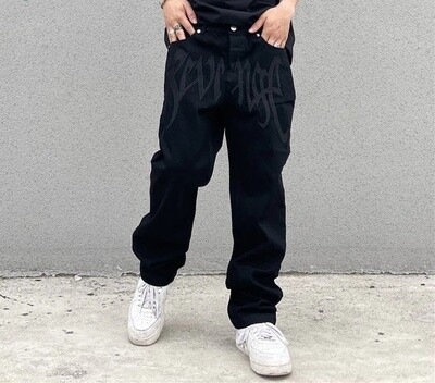 Pantaloni Neri con scritta stile Hip-Hop stile americano Rap