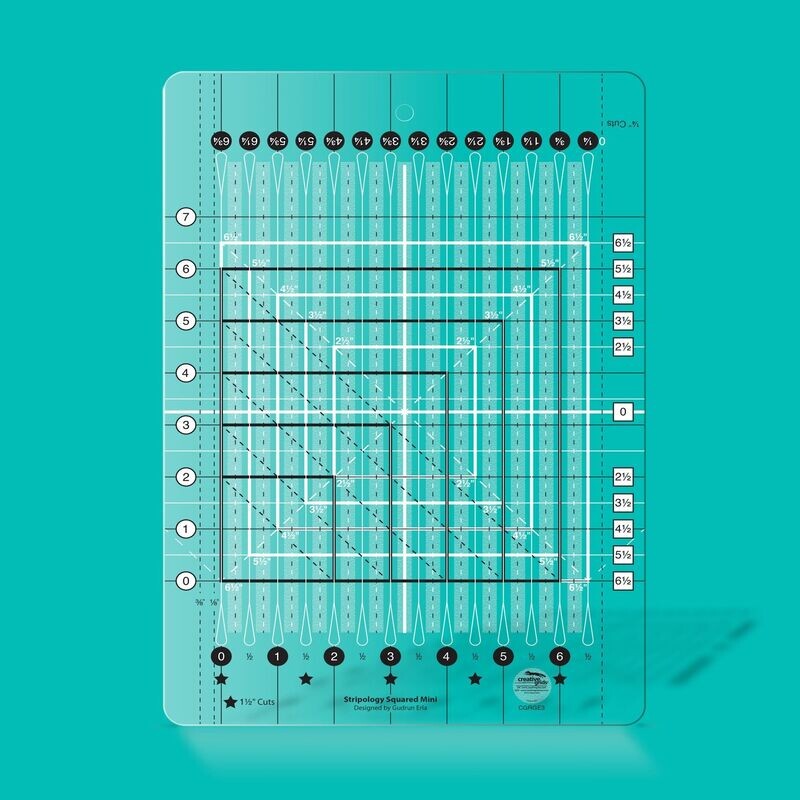 Creative Grids Stripology Squared Mini Quilt Ruler | Non slip Creative Grids Stripology Squared Mini Quilt Ruler | Non slip
