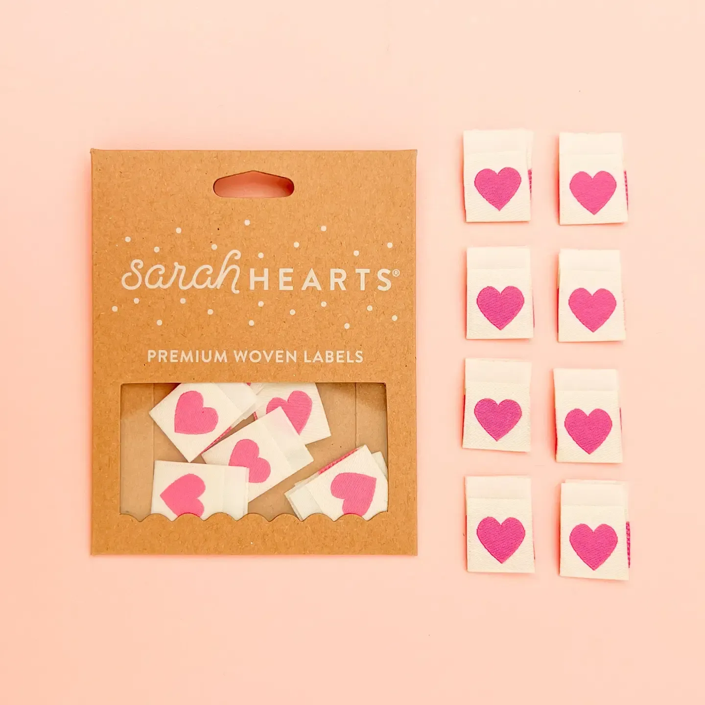 Sarah Hearts Webetiketten - Pink Hearts