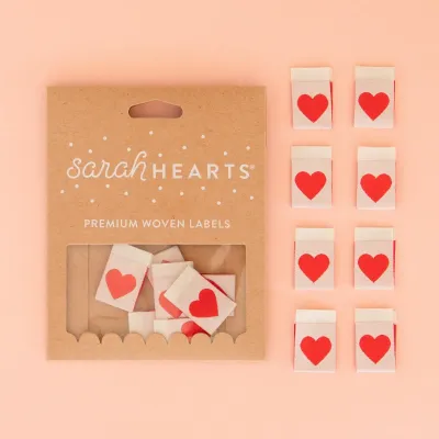 Sarah Hearts Webetiketten - Red Hearts
