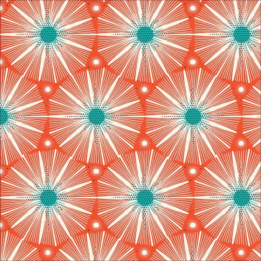 Blast Off von Hang Tight Studio  für Cloud9 Fabrics | Supernova Red | Bio-Baumwolle