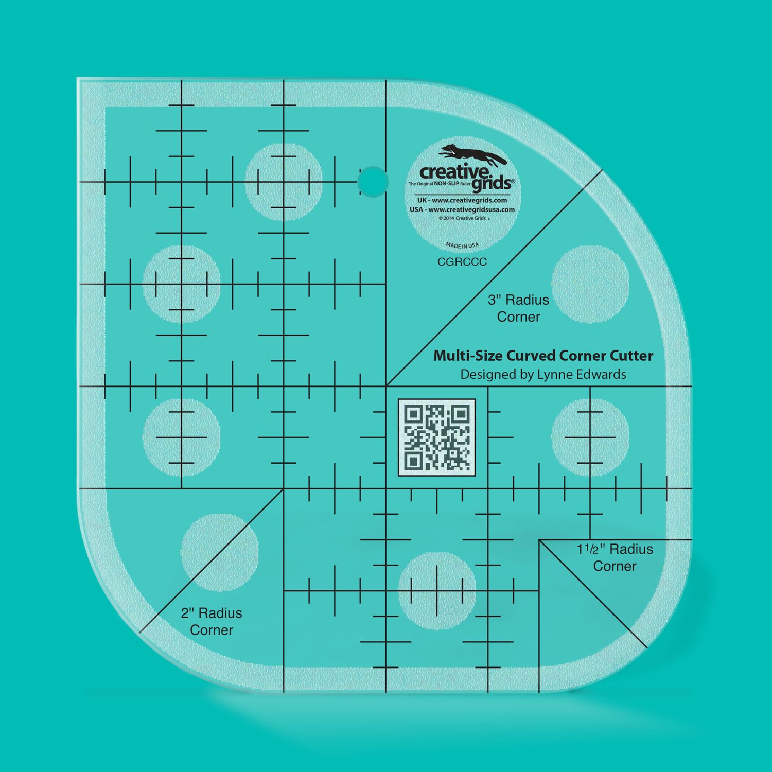 Creative Grids Curved Corner Cutter Quilt Lineal  | von Lynne Edwards | Non slip