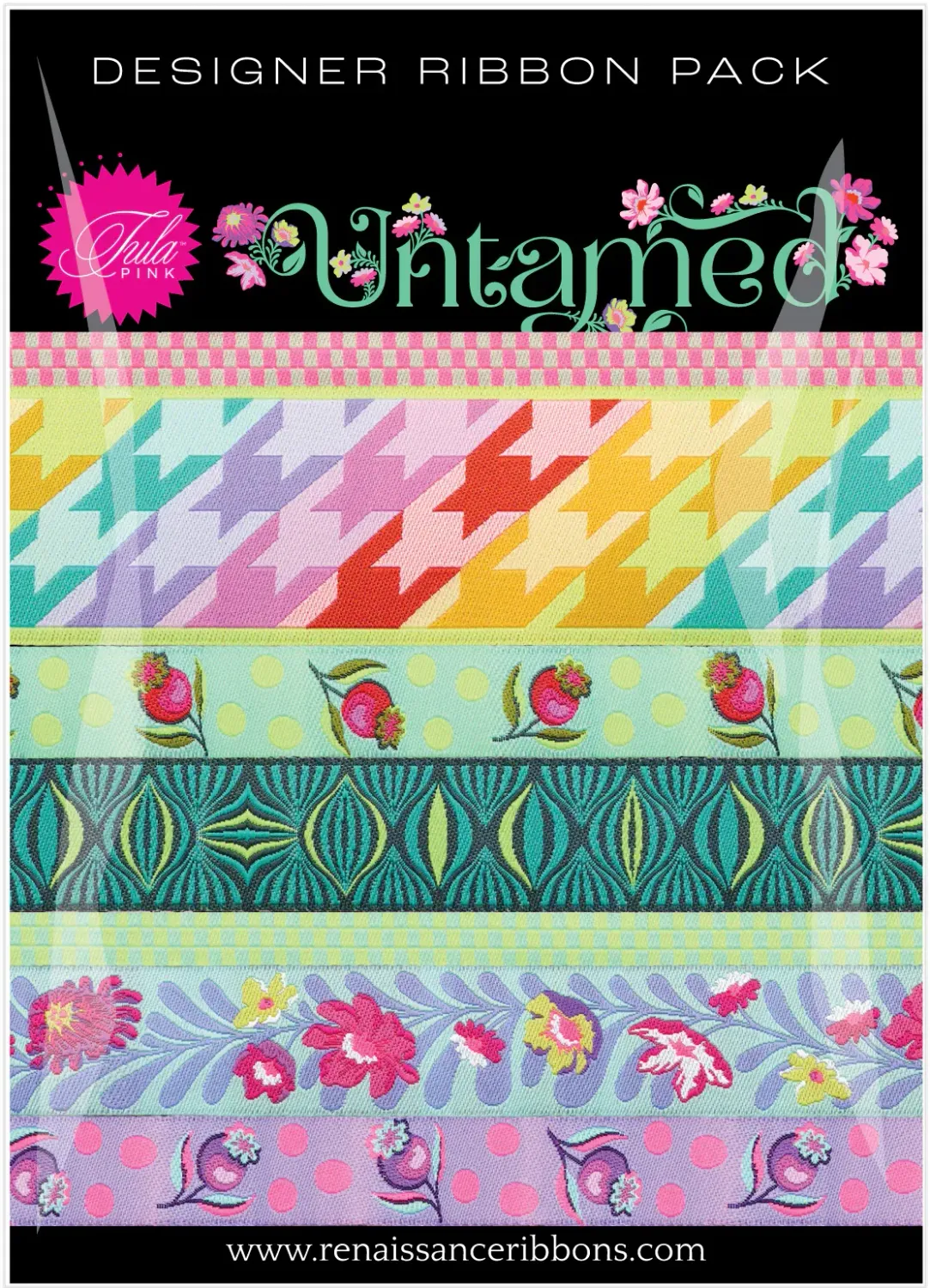 Tula Pink | Untamed  in Moonbeam | Designer Webband Set | Ribbon Pack