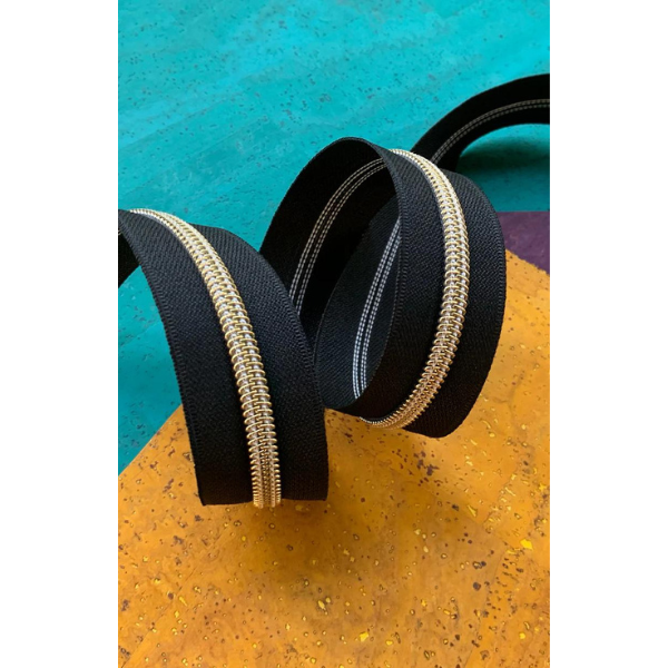 Reißverschluss Gold - schwarz | Nr. 5 - 2,7 m | ohne Schieber 