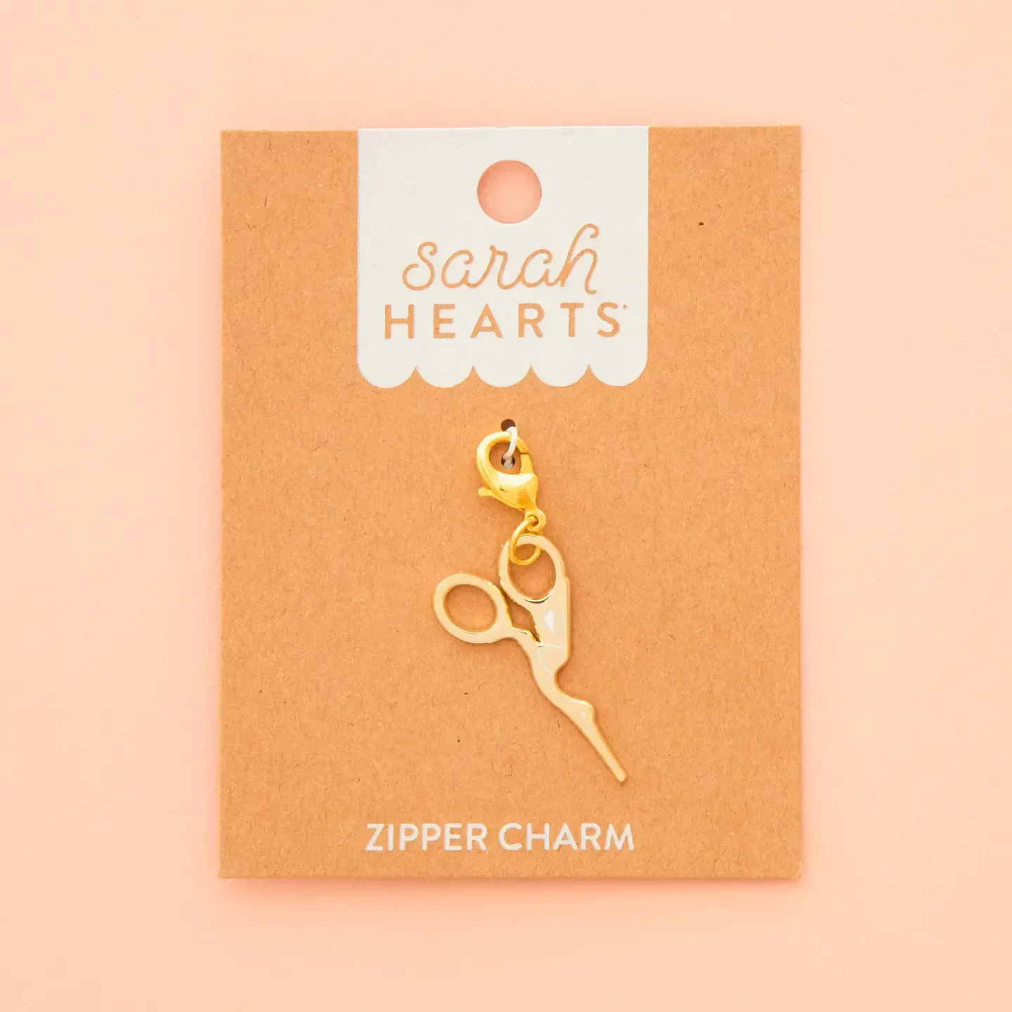 Sarah Hearts Reißverschlussanhänger Zipper Charm | Gold Stork Scissor