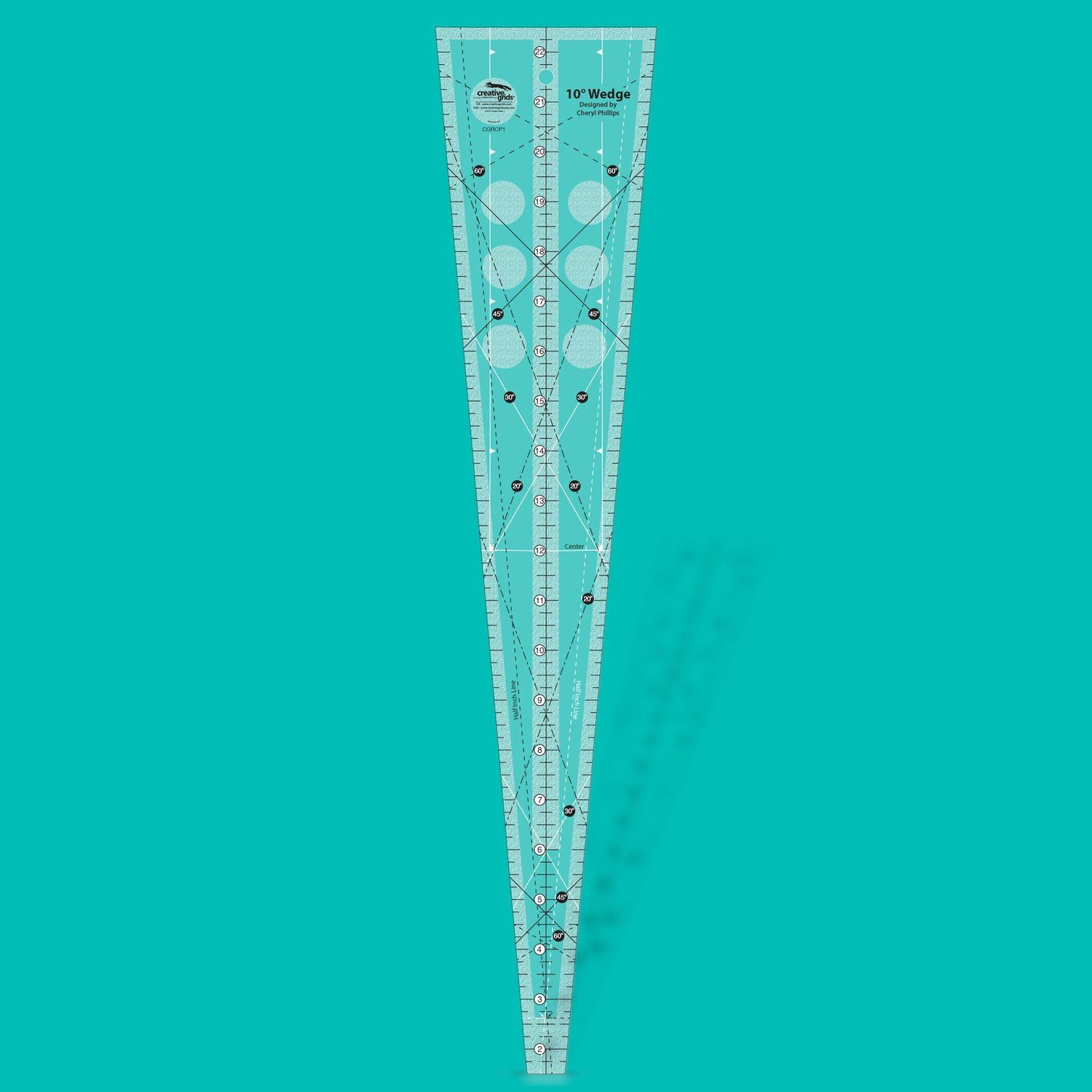 Creative Grids 10° Wedge Ruler Lineal | by Cheryl Phillips  | Non slip | CGRCP1